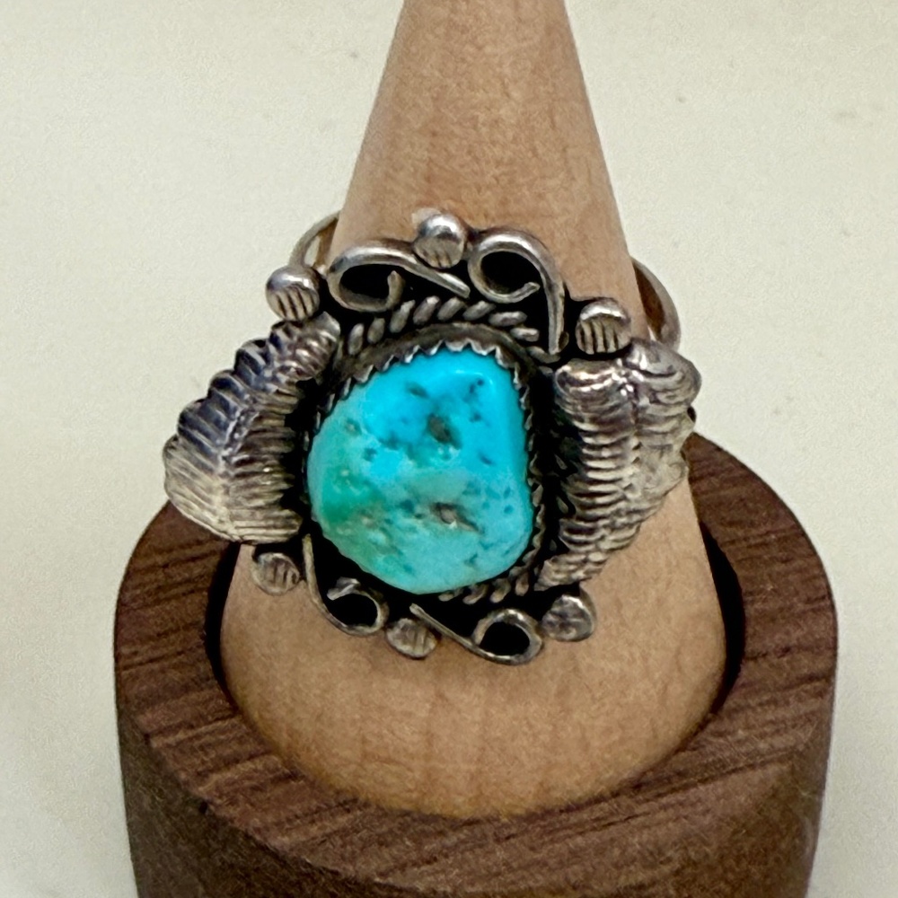 Vintage Turquoise Ring Sterling Silver 7 1/2 | Southwestern Style |